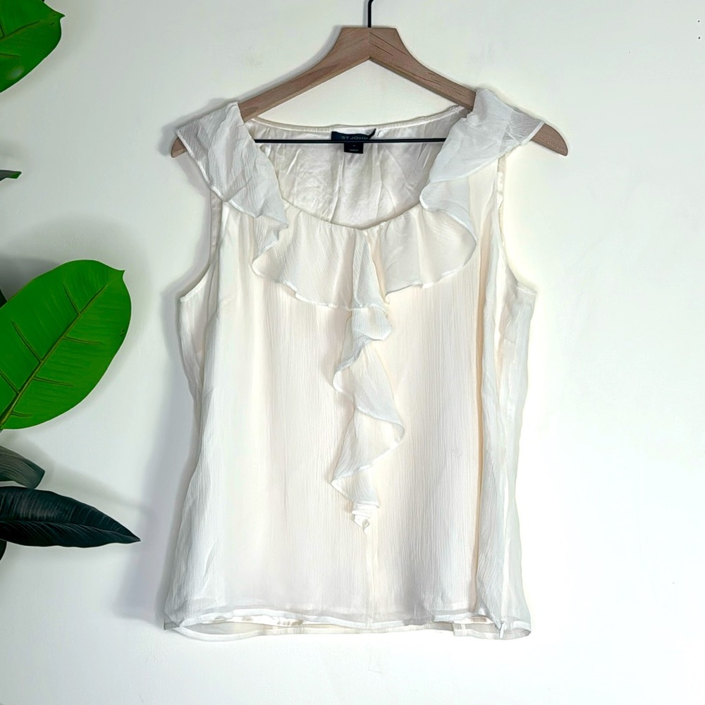 St. John Silk Off White Blouse Women’s Size Medium